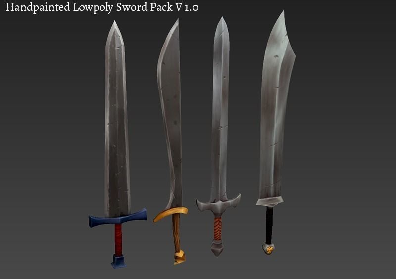 Hand Painted Medieval Fantasy Sword Pack 01 Low-poly 3D model_0