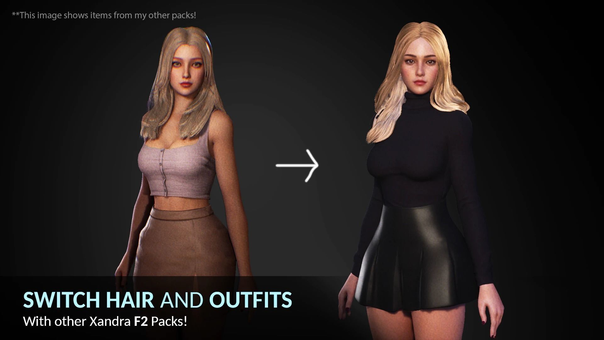 F2 Modern Girls Bundle - Modular Game Ready Characters - Low-poly 3D model_17