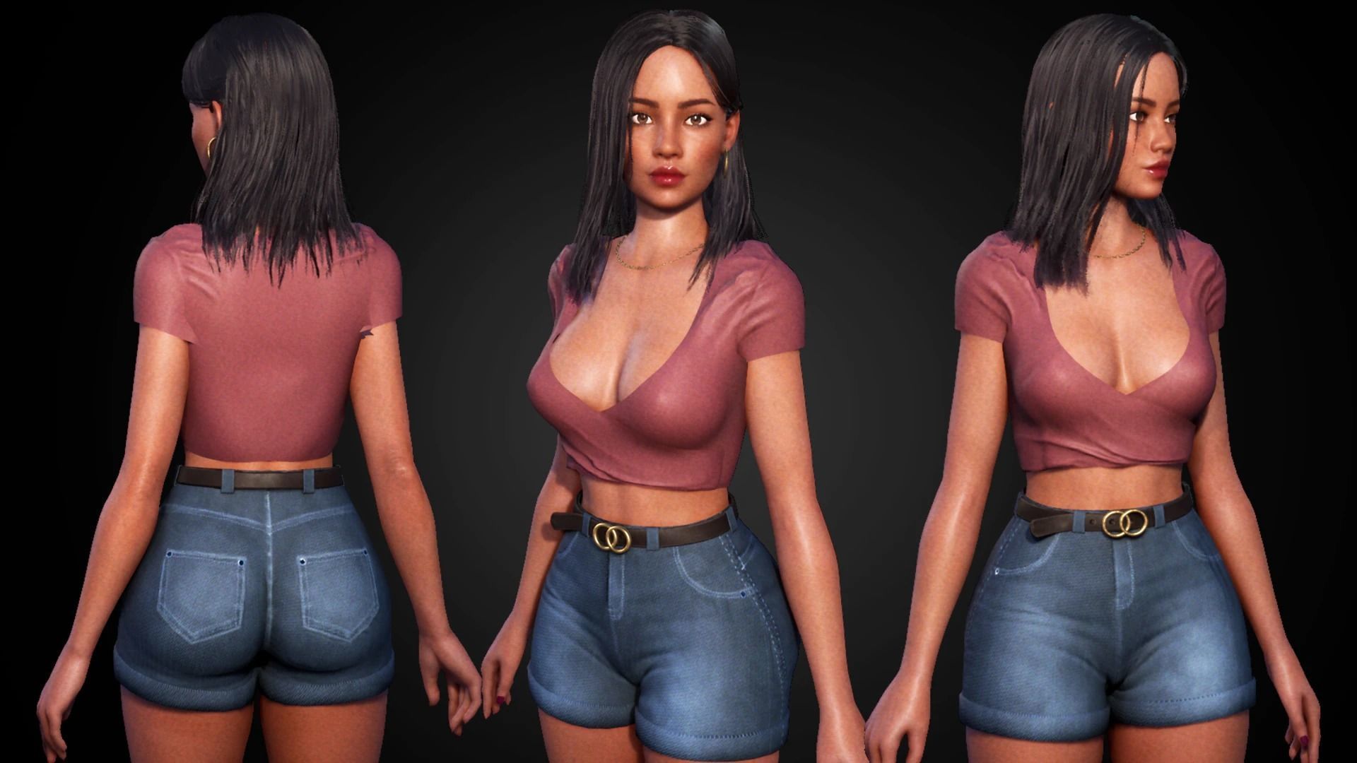 F2 Modern Girls Bundle - Modular Game Ready Characters - Low-poly 3D model_9