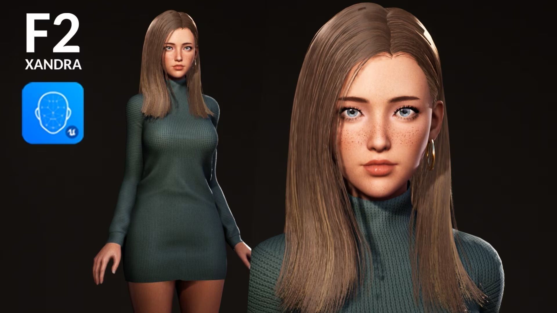 F2 Modern Girls Bundle - Modular Game Ready Characters - Low-poly 3D model_10