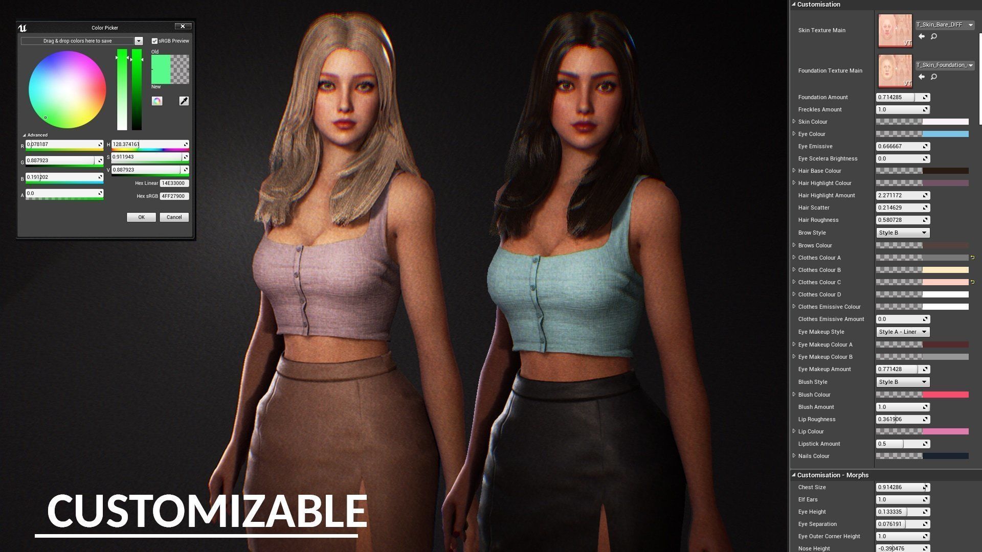 F2 Modern Girls Bundle - Modular Game Ready Characters - Low-poly 3D model_16