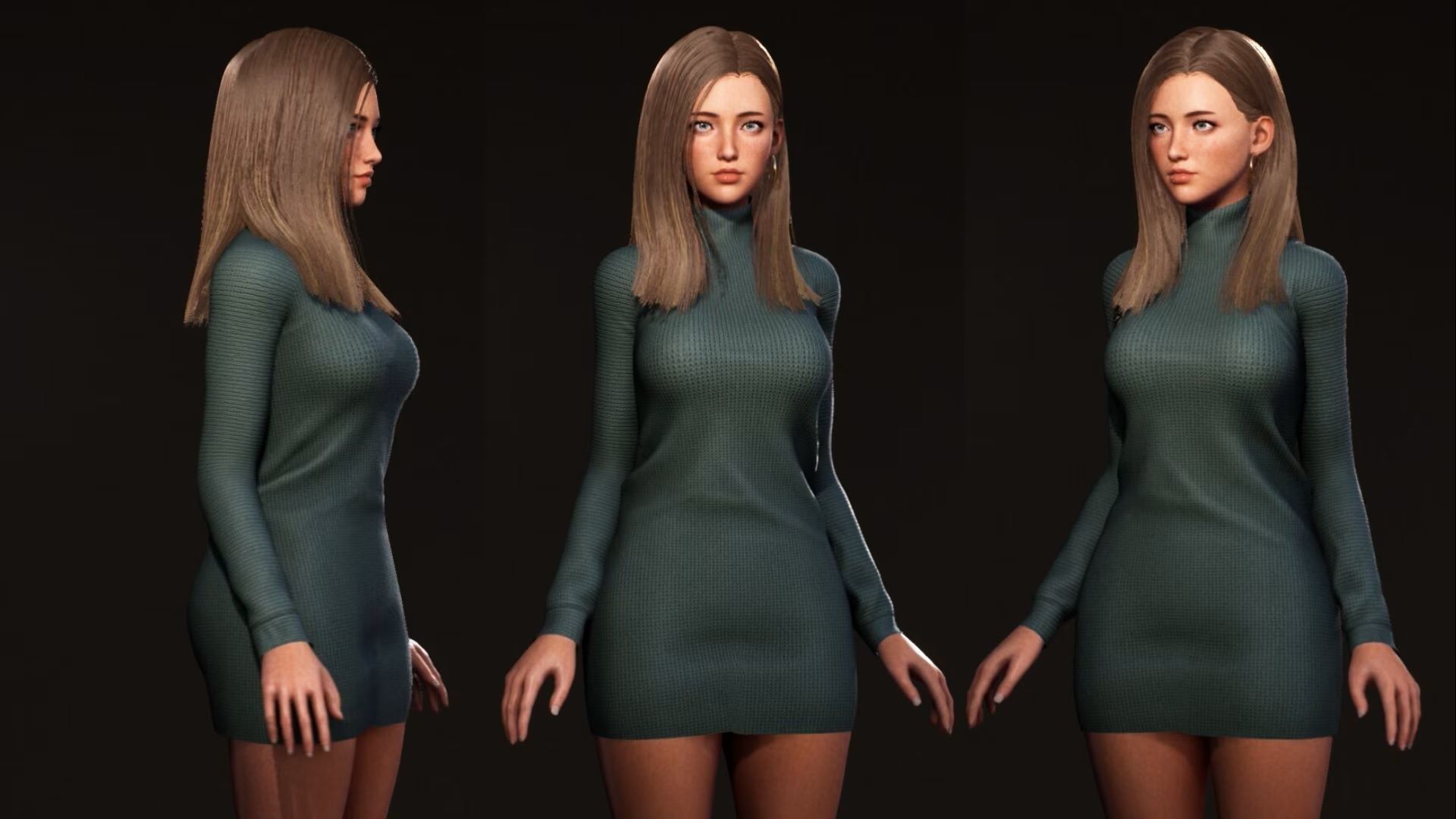 F2 Modern Girls Bundle - Modular Game Ready Characters - Low-poly 3D model_11