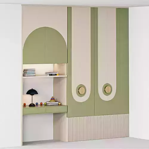 Furniture for children cupboard with toys and decor