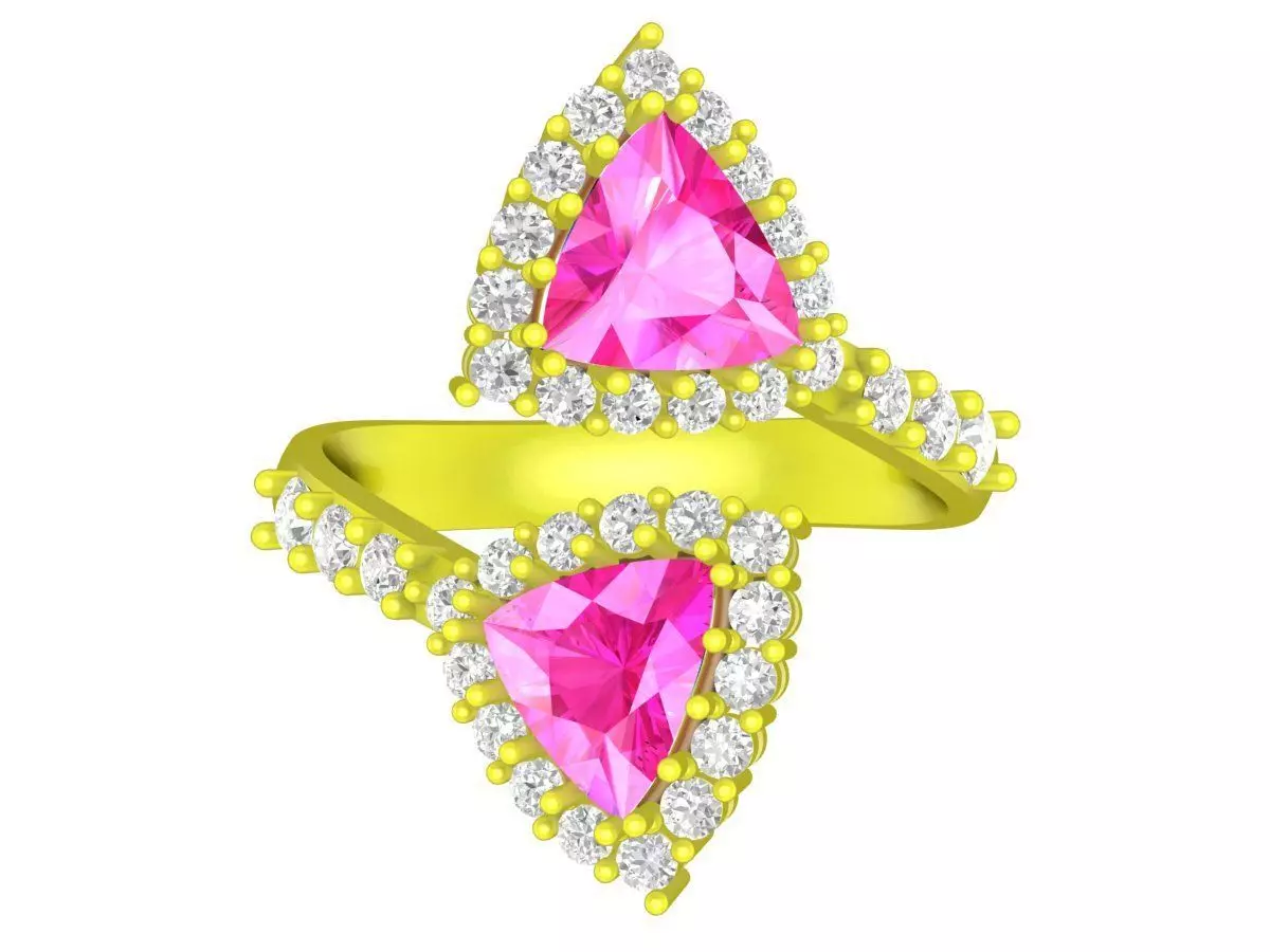 Luxury Pink Gemstone Bypass Ring Design for Women 6896 3D print model