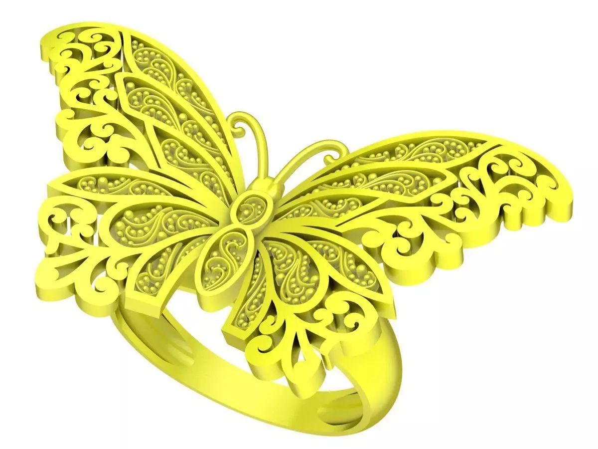 Elegant Butterfly Filigree Ring 3D Jewelry Model 6904 3D print model