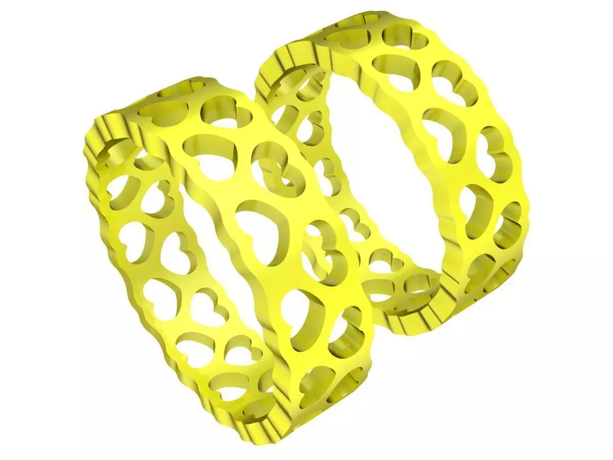 6906 heart partten wedding ring 3D print model_0