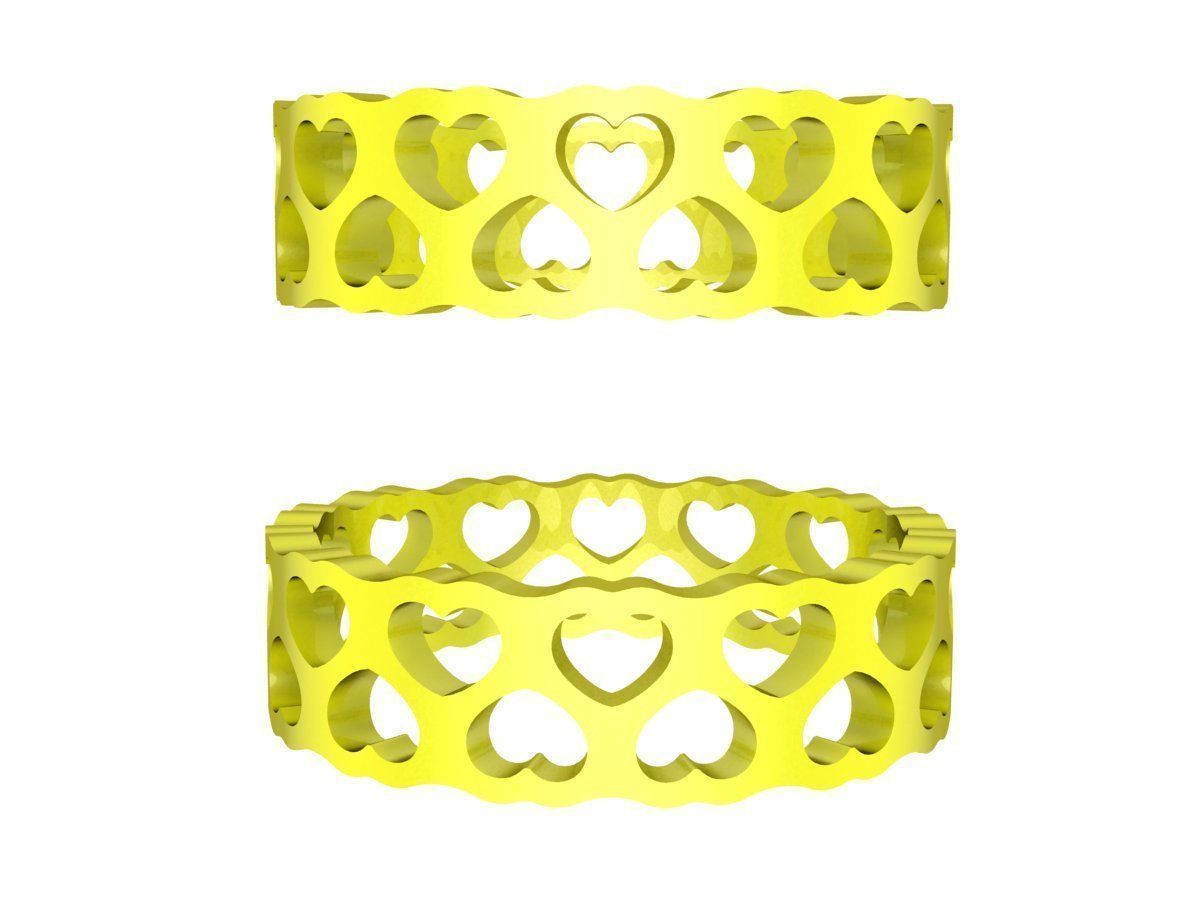 6906 heart partten wedding ring 3D print model_1