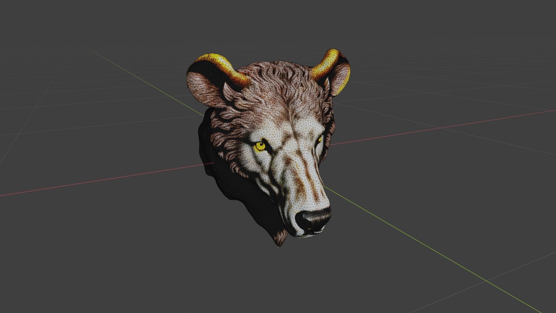 Animal Head Low-poly 3D model_6