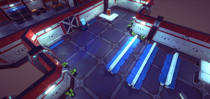 Top-Down Sci-Fi Level Construction Kit Low-poly 3D model
