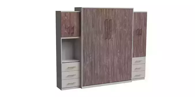White Cabinet Brown Wood Wall Bed Closed