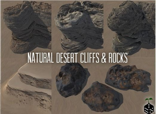 Natural Desert Cliffs - Modular Rocks Low-poly 3D model