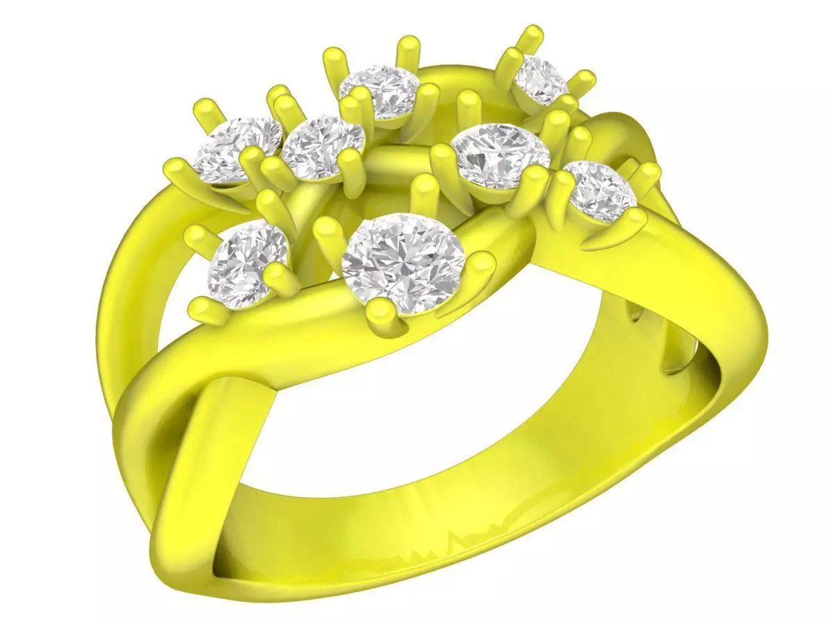 Luxury Round Diamond Cluster Twist Ring for Women 6930 3D print model