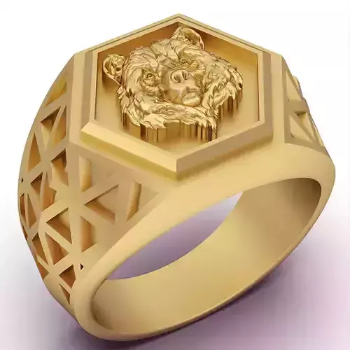 Bear ring silver gold jewelry printable 3D model