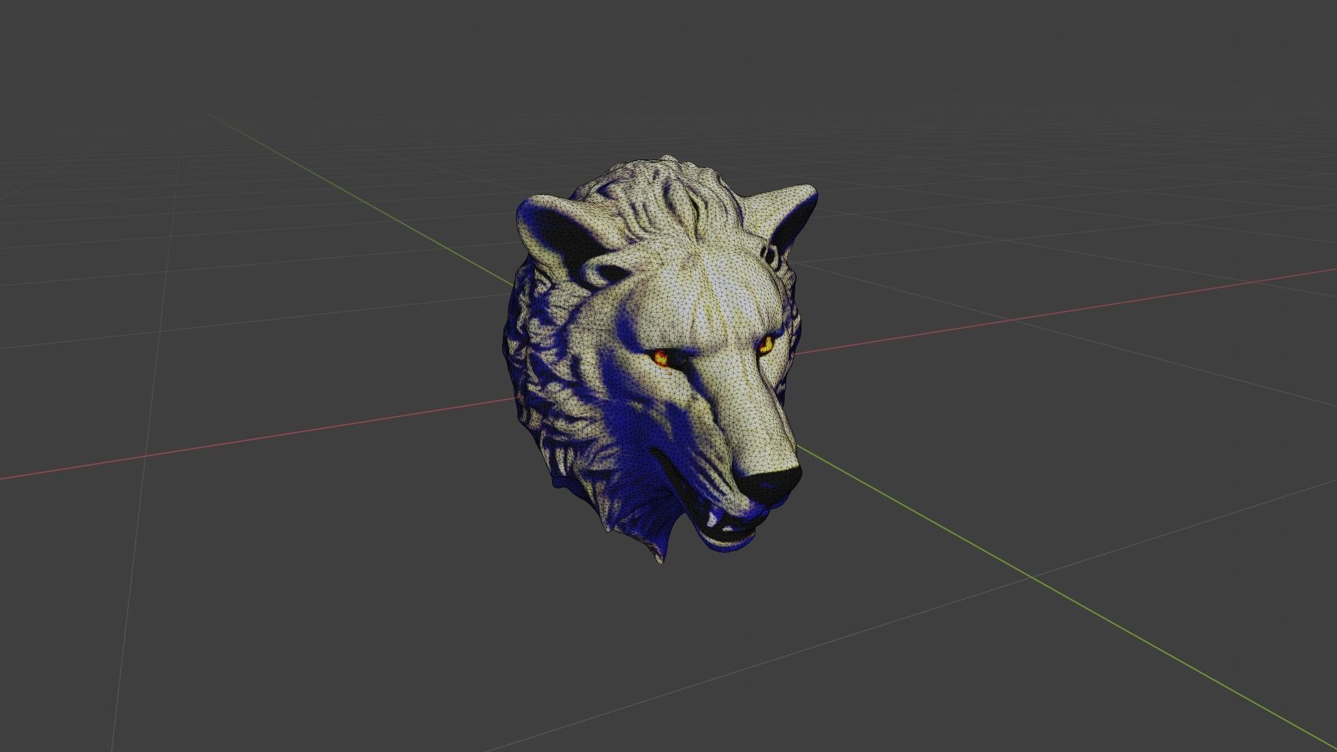 Wolf Animal Head Low-poly 3D model_6