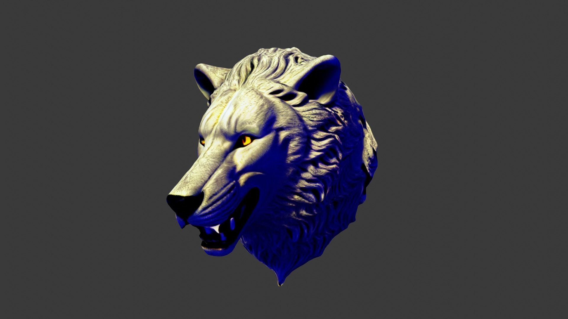 Wolf Animal Head Low-poly 3D model_2