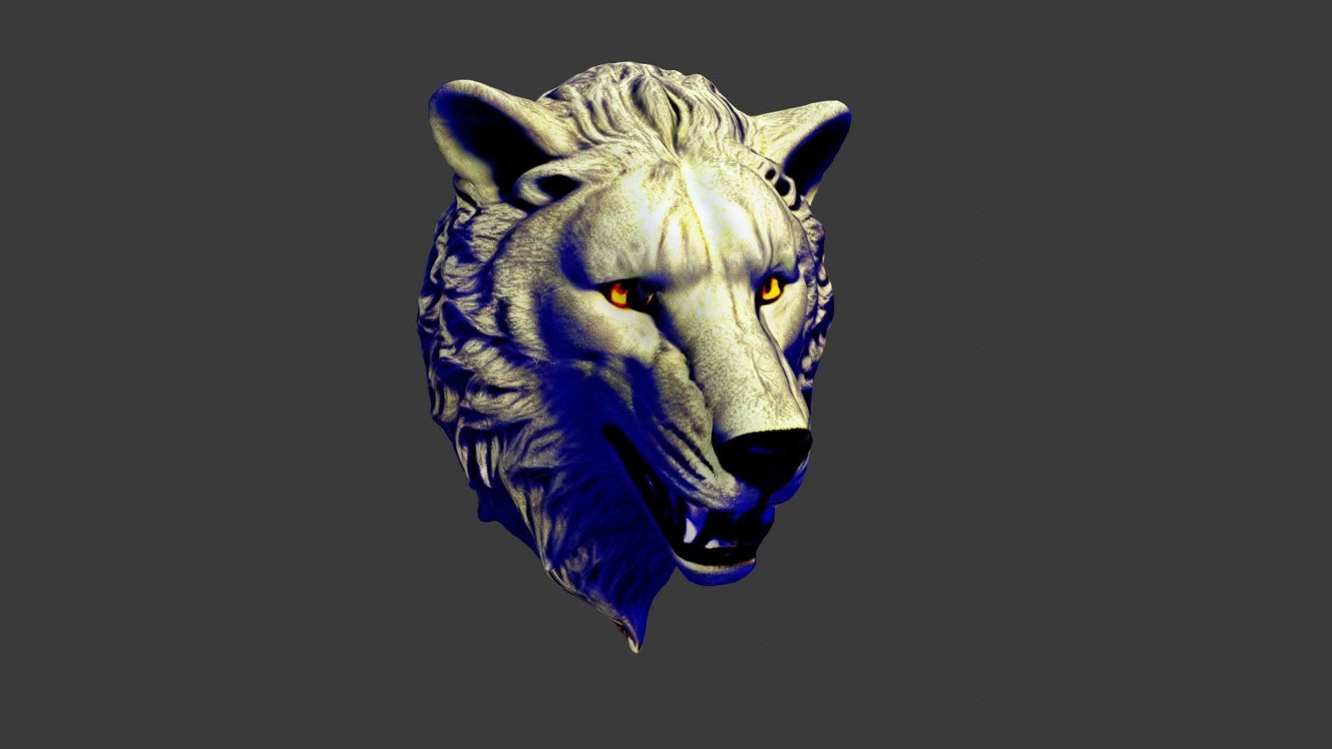 Wolf Animal Head Low-poly 3D model_1