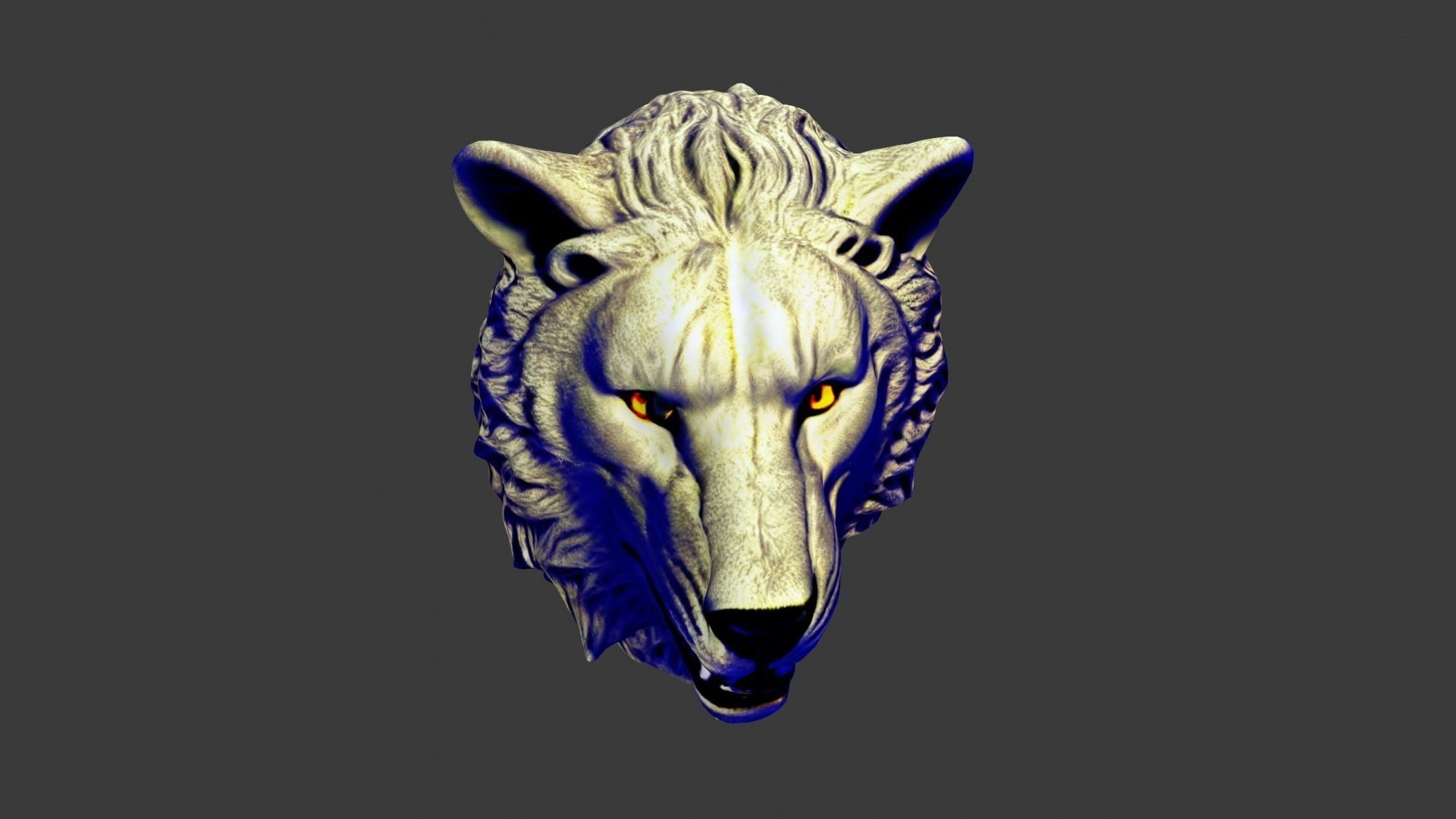 Wolf Animal Head Low-poly 3D model_3