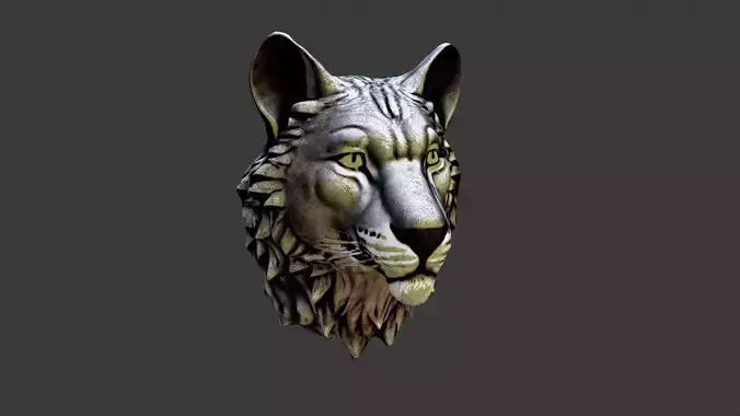 Lion Animal Head Low-poly 3D model