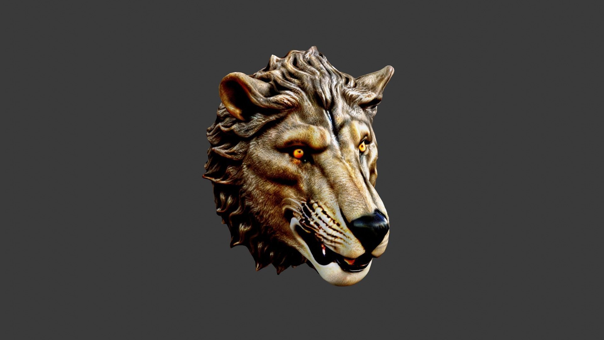 Animal Head Low-poly 3D model_4