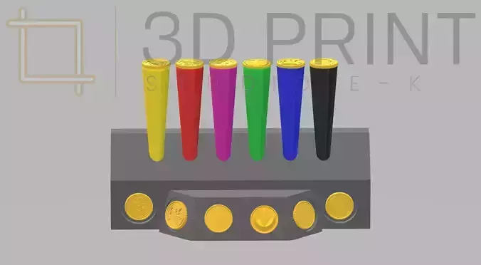 MMPR Power Rangers coins and crystals stand display 3D print model