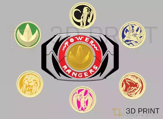 MMPR Morpher buckle and power coins 3D print model