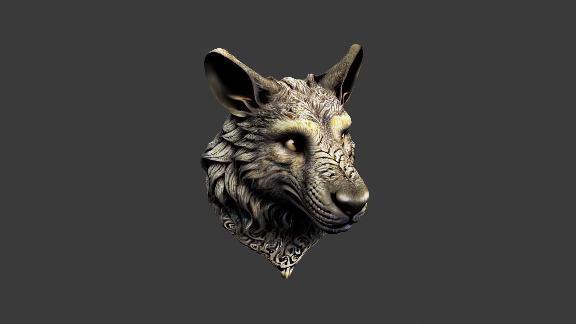 Animal Head Low-poly 3D model_4