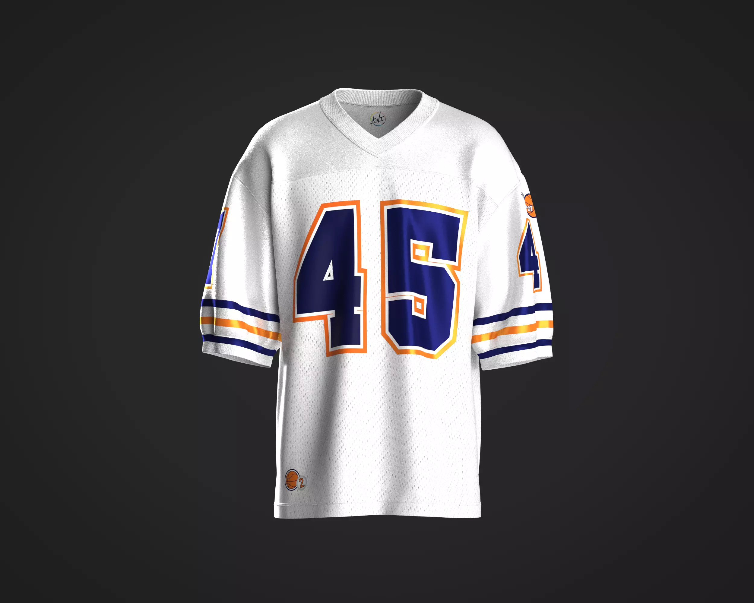 Oversized basketball look with solid and mash fabric 3D model_0