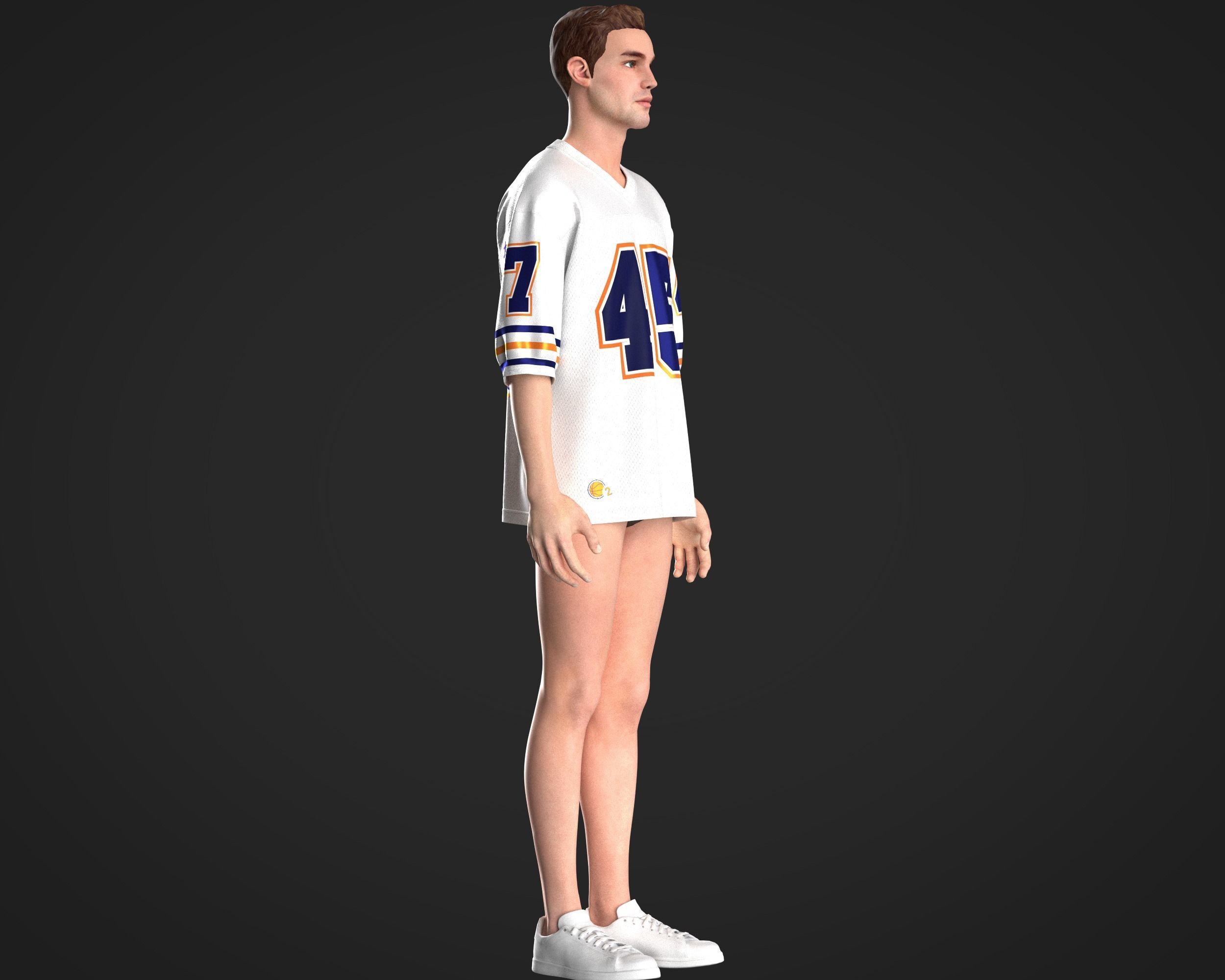 Oversized basketball look with solid and mash fabric 3D model_9