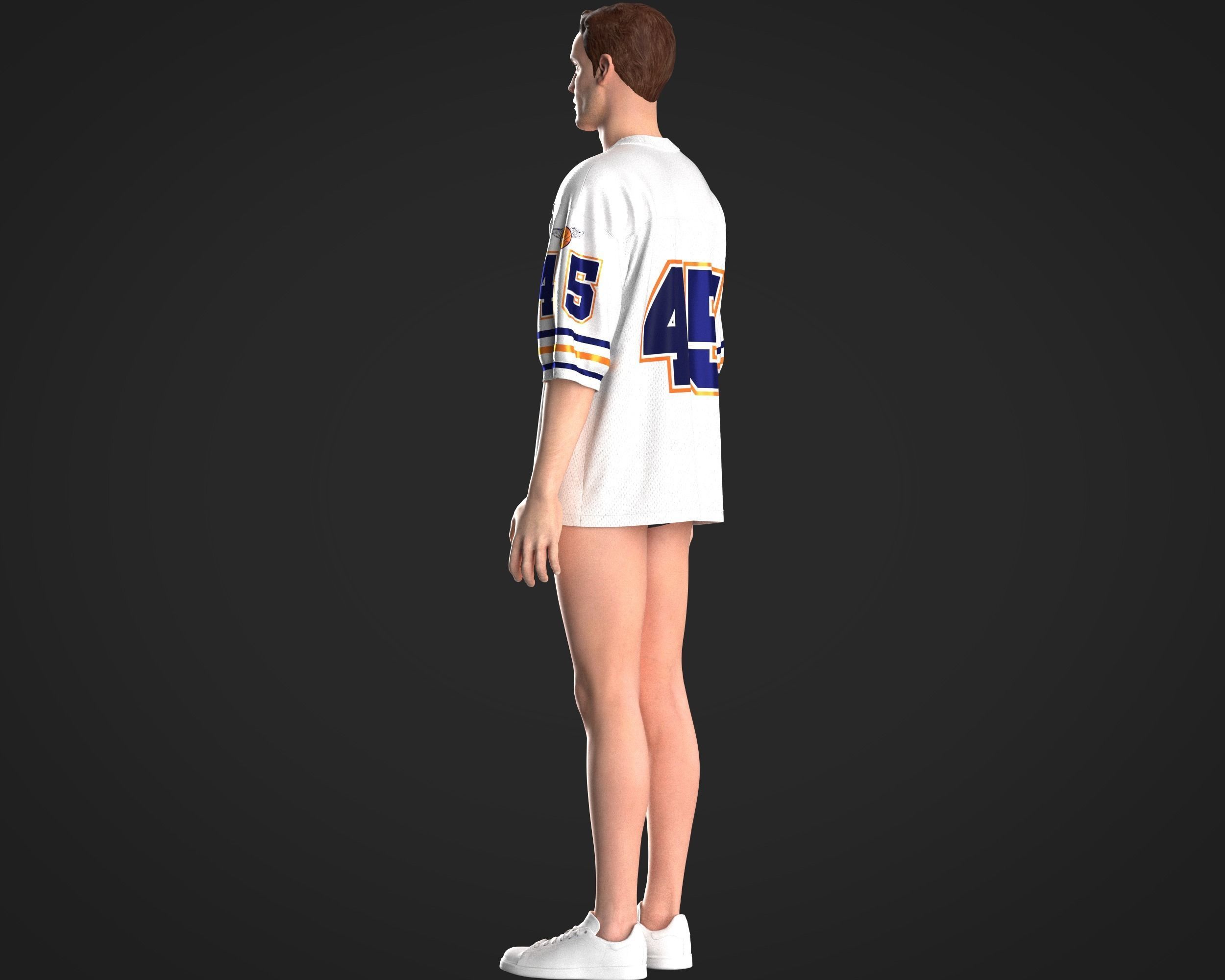 Oversized basketball look with solid and mash fabric 3D model_12