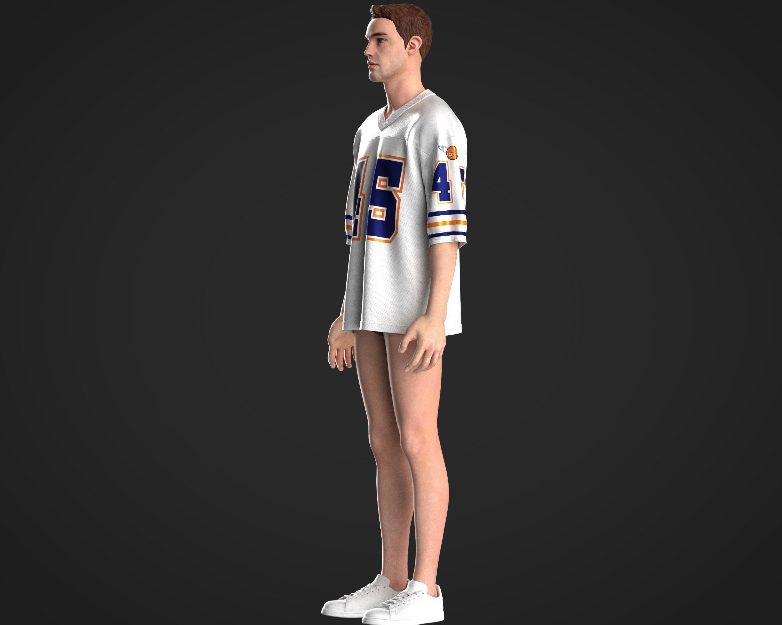 Oversized basketball look with solid and mash fabric 3D model_13