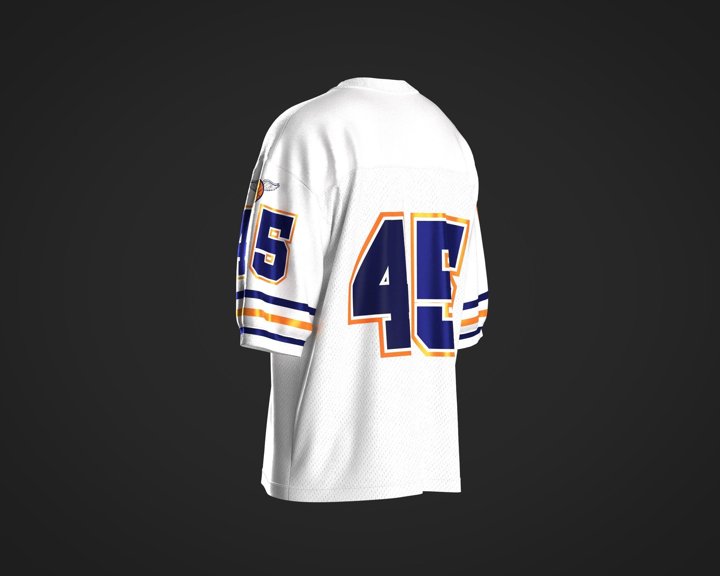 Oversized basketball look with solid and mash fabric 3D model_5