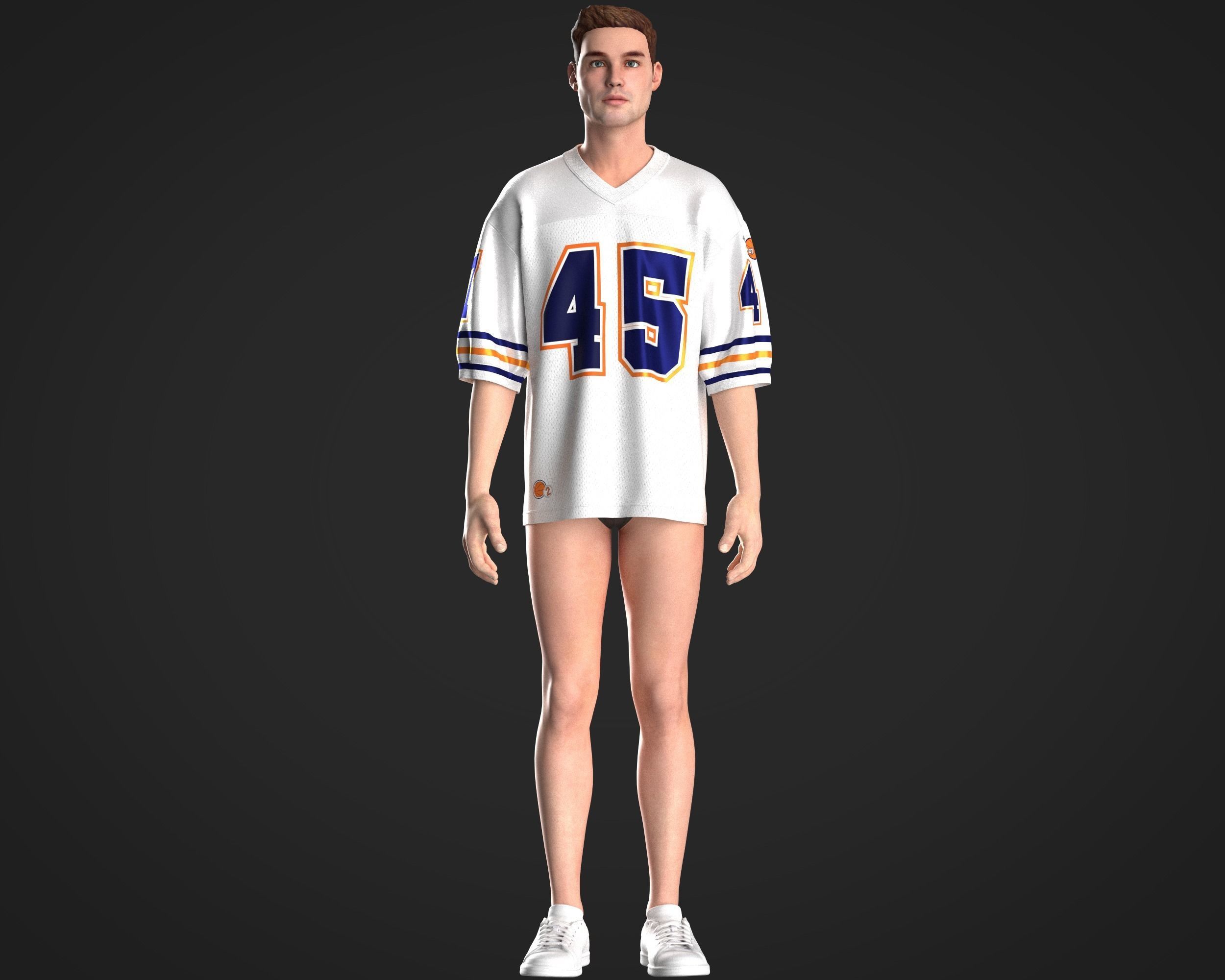 Oversized basketball look with solid and mash fabric 3D model_8