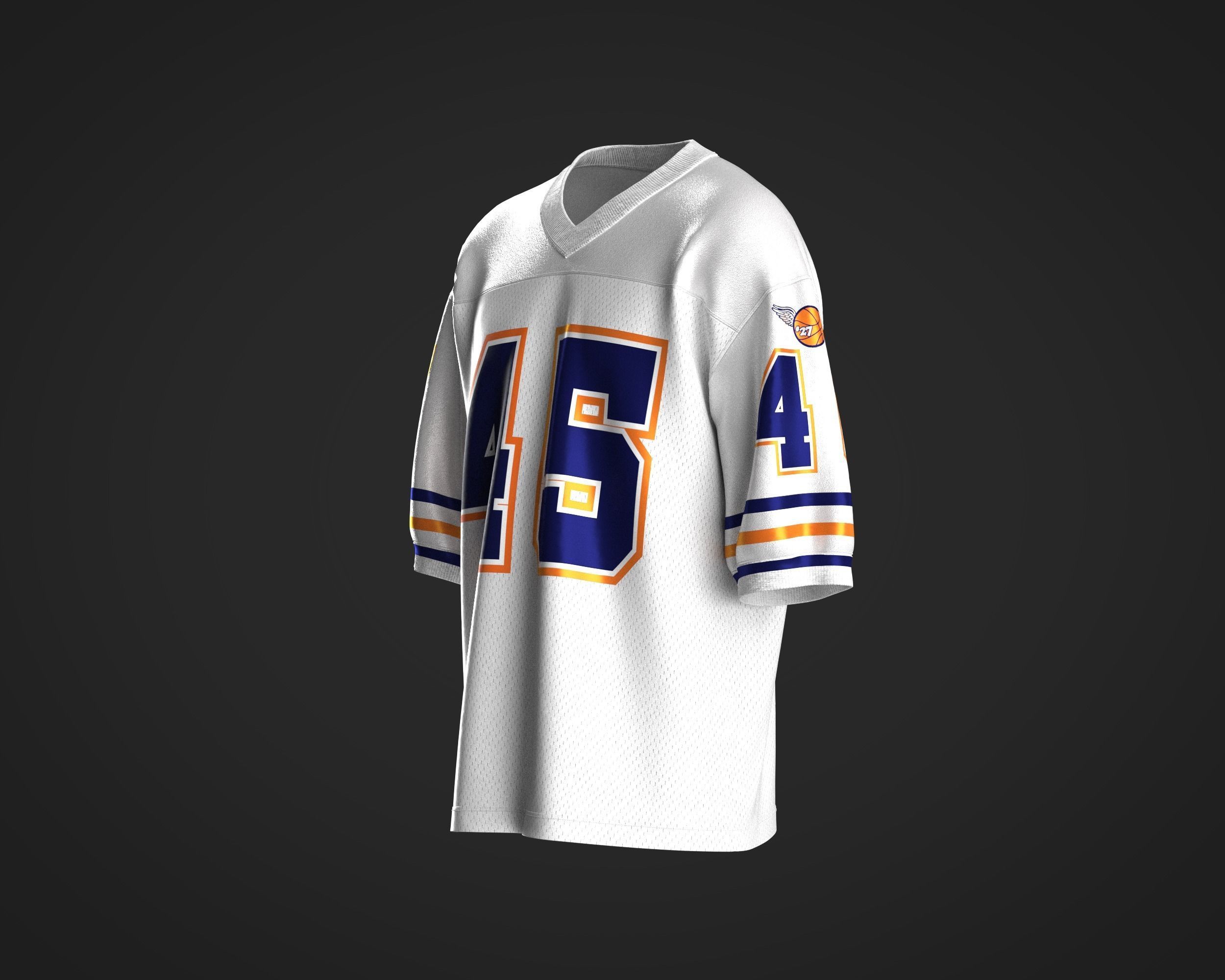 Oversized basketball look with solid and mash fabric 3D model_7