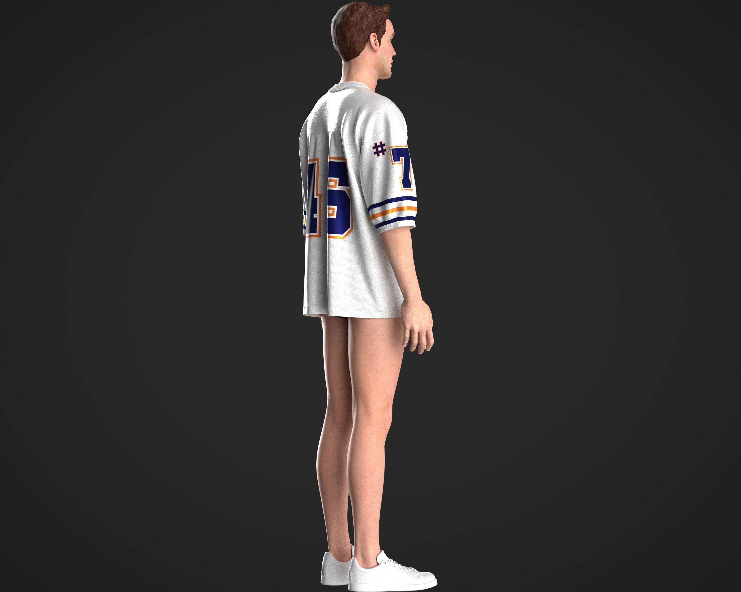 Oversized basketball look with solid and mash fabric 3D model_10