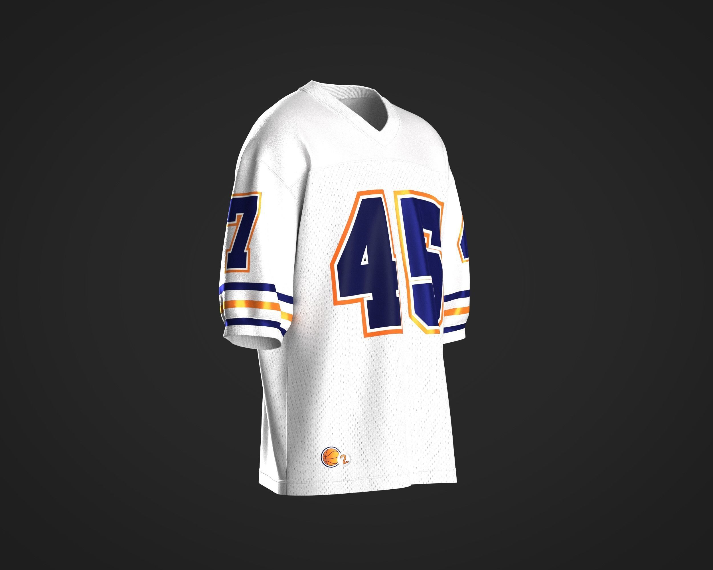 Oversized basketball look with solid and mash fabric 3D model_1