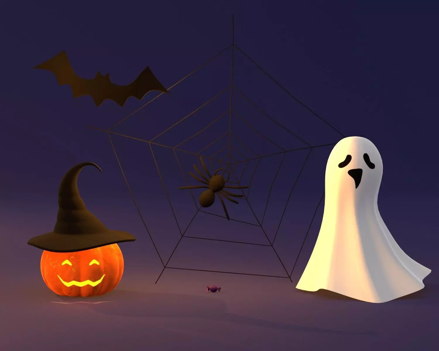 Halloween Set 3D Model Free low-poly 3D model