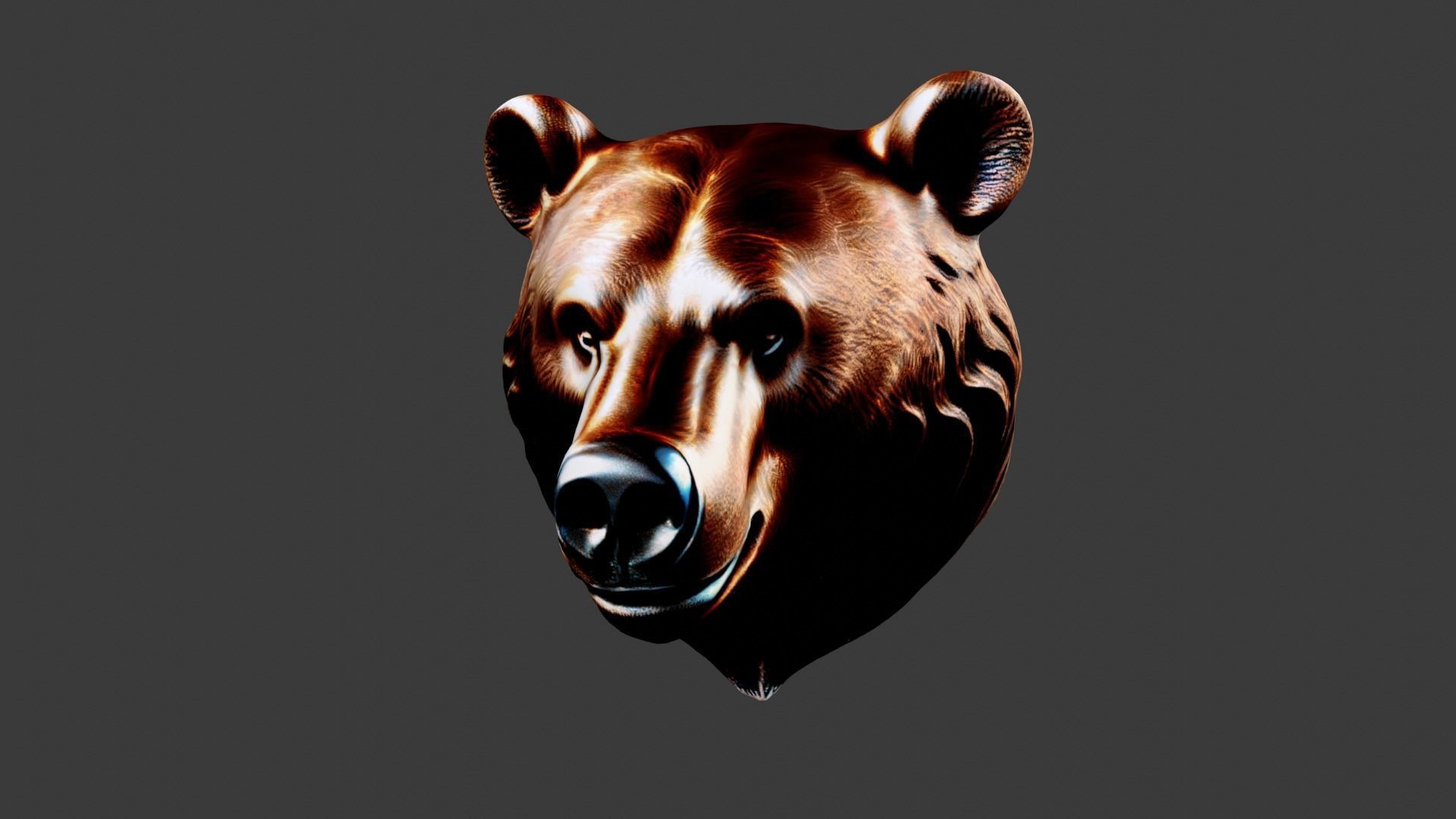 Bear Animal Head Low-poly 3D model_5