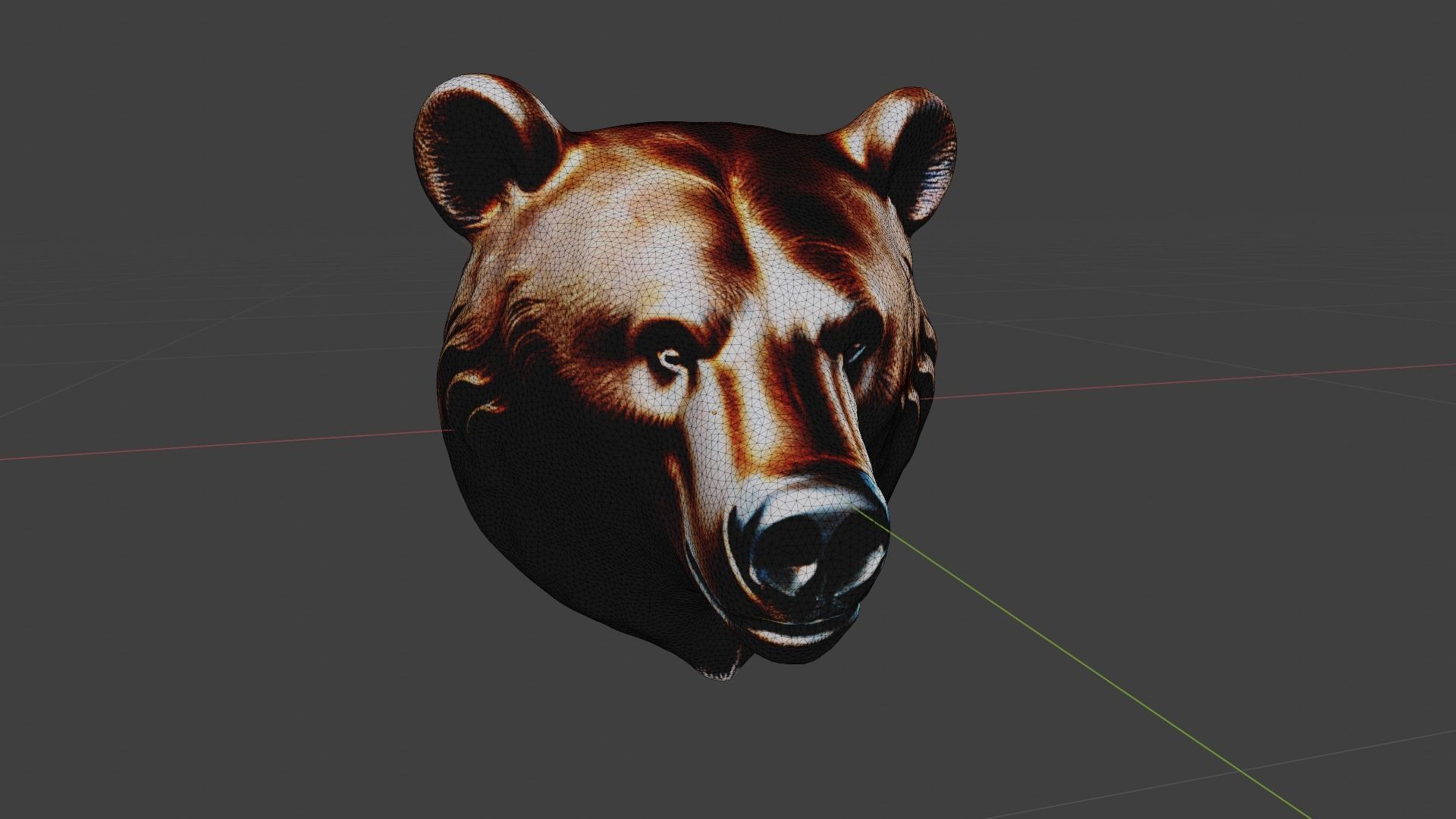 Bear Animal Head Low-poly 3D model_6