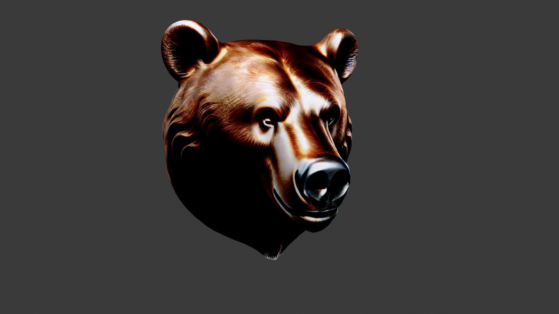 Bear Animal Head Low-poly 3D model_2