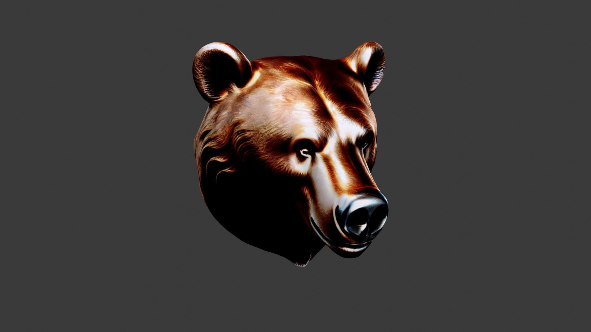 Bear Animal Head Low-poly 3D model_4
