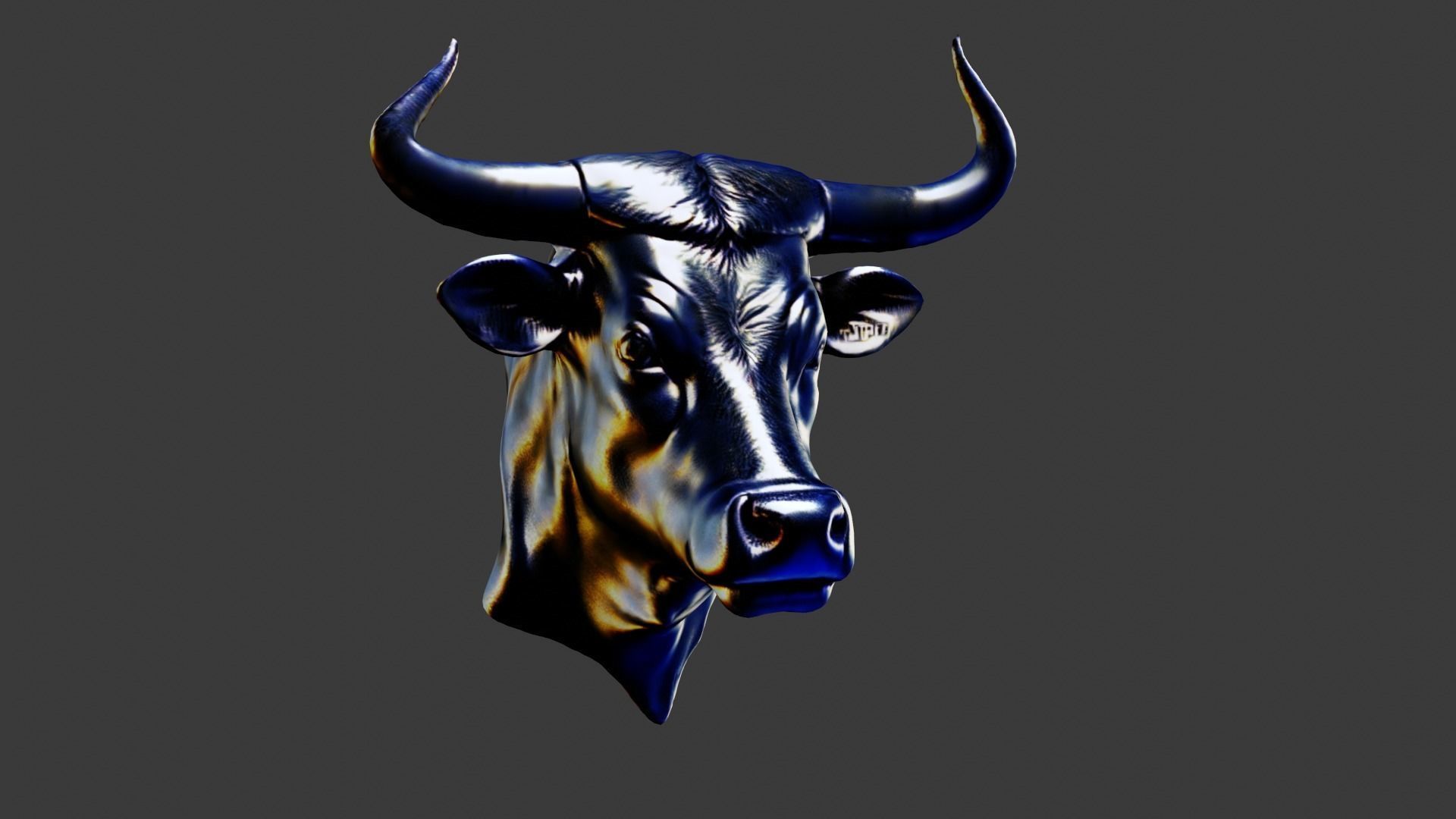 Bull Animal Head Low-poly 3D model_1