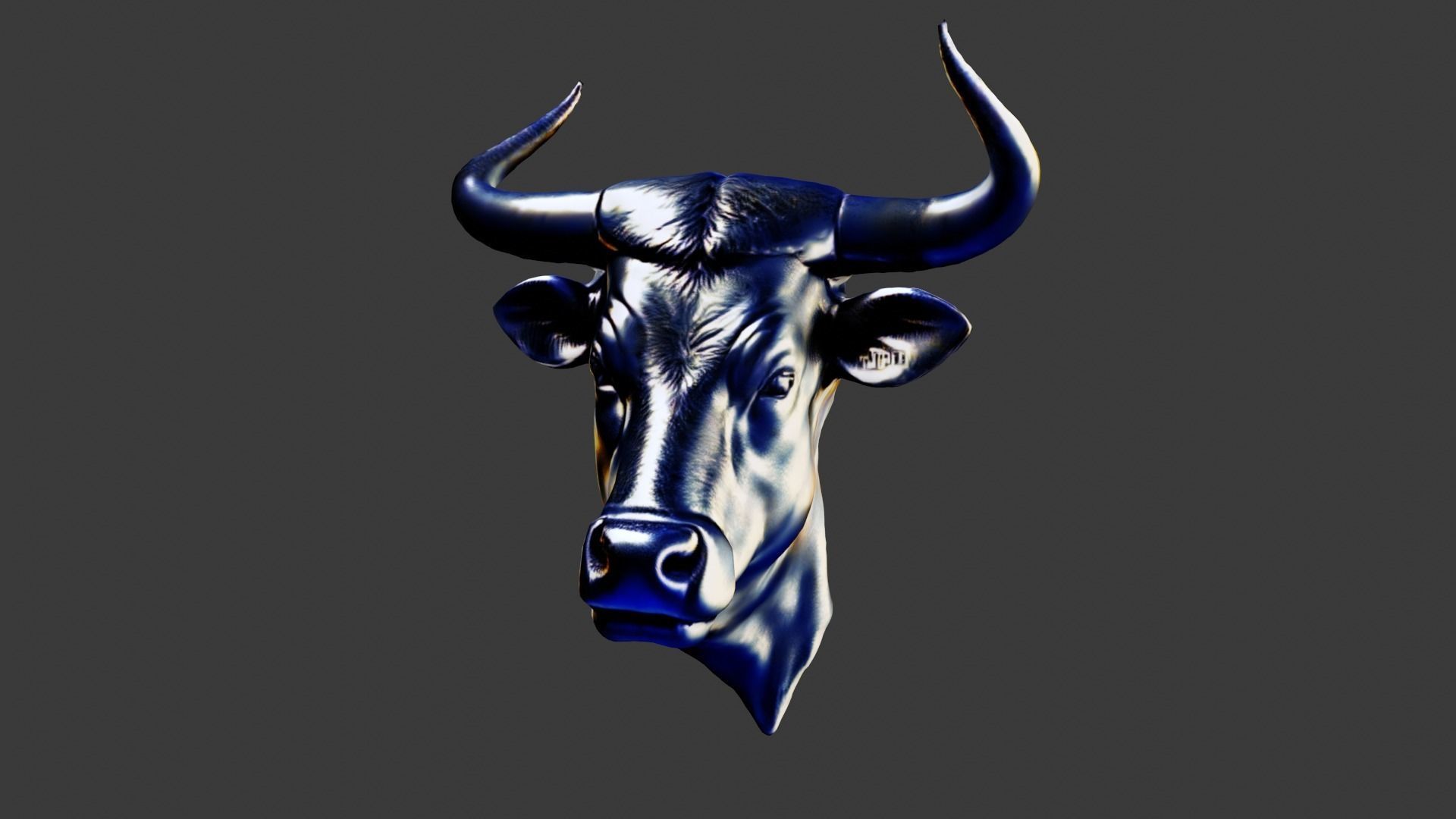 Bull Animal Head Low-poly 3D model_5