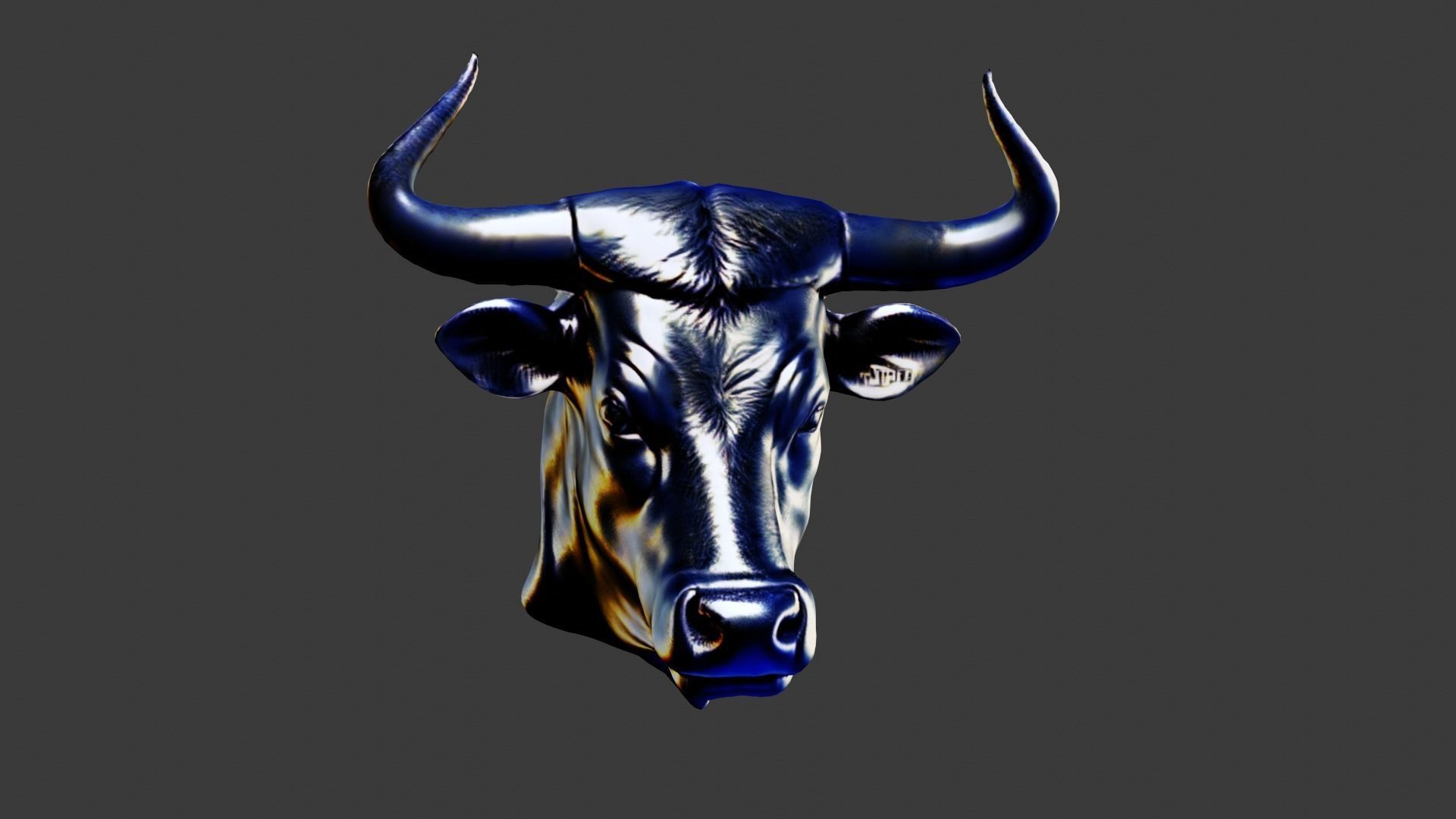 Bull Animal Head Low-poly 3D model_3