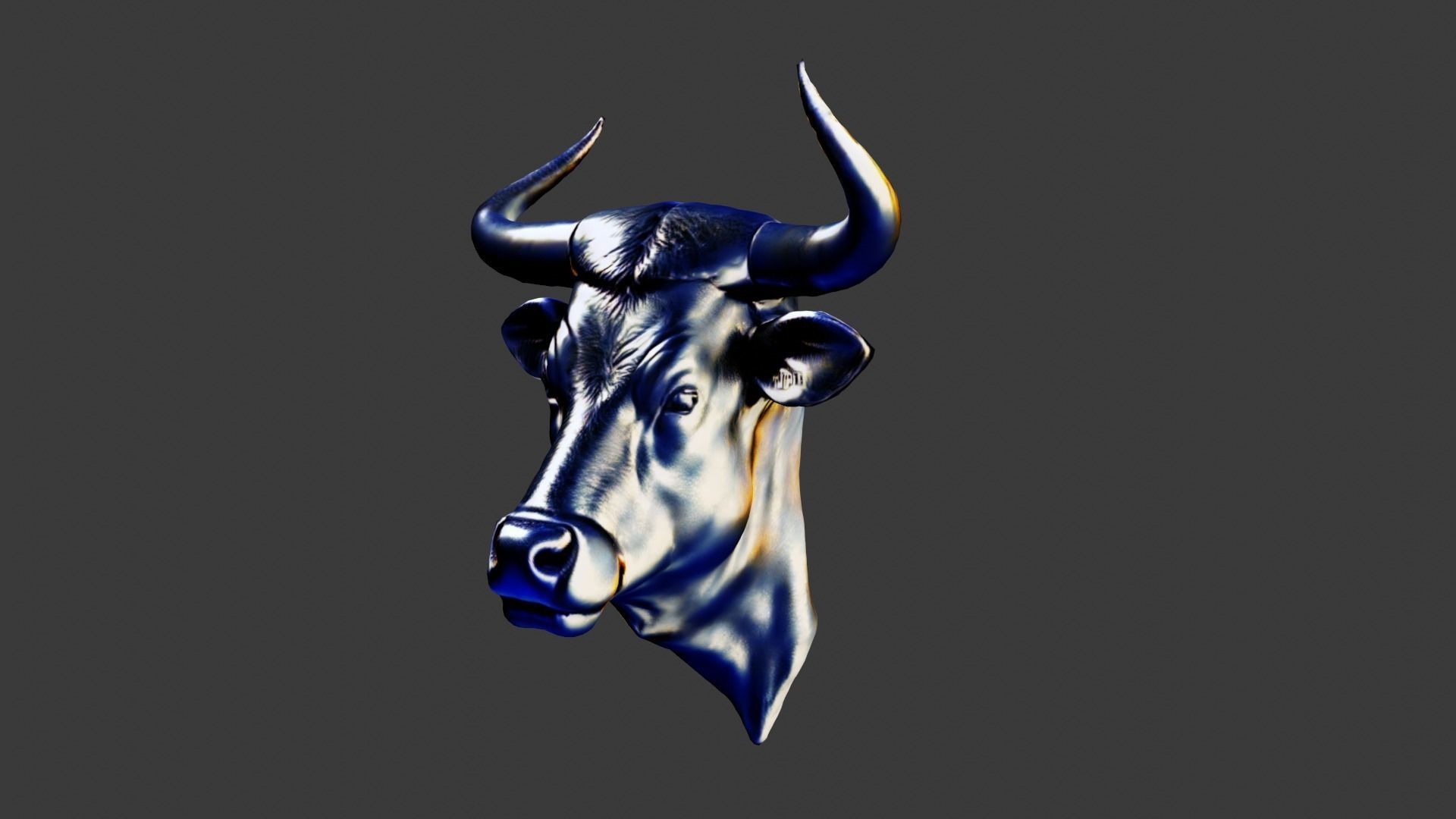 Bull Animal Head Low-poly 3D model_2