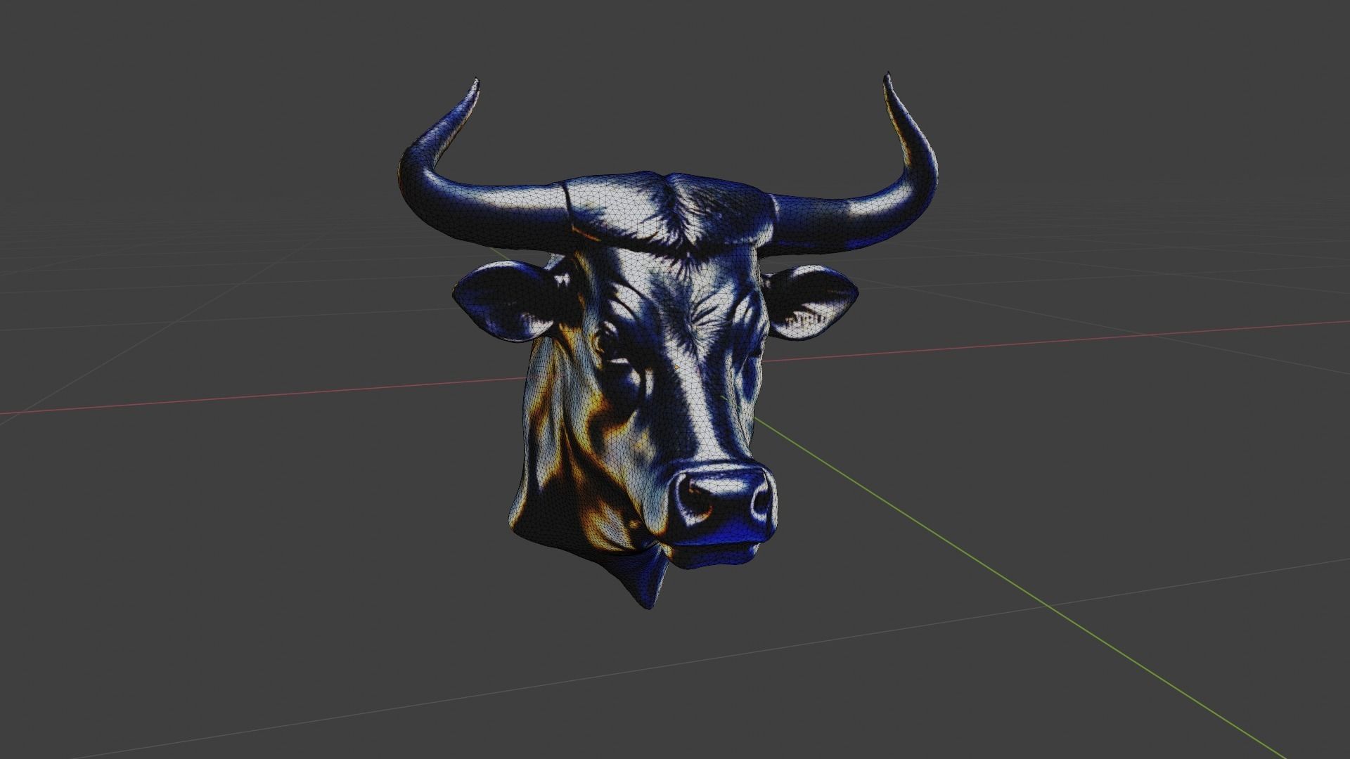 Bull Animal Head Low-poly 3D model_6