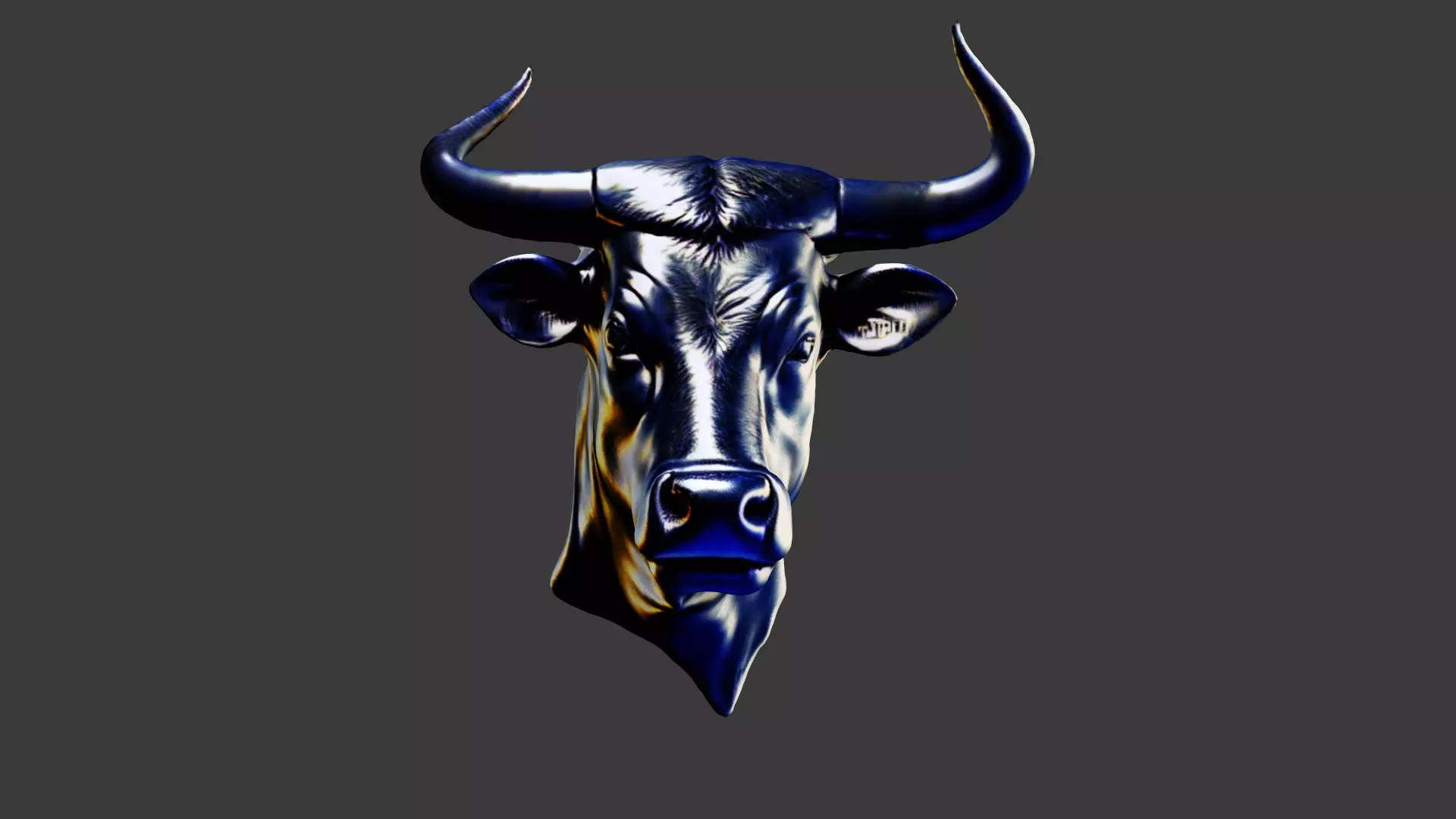 Bull Animal Head Low-poly 3D model_0