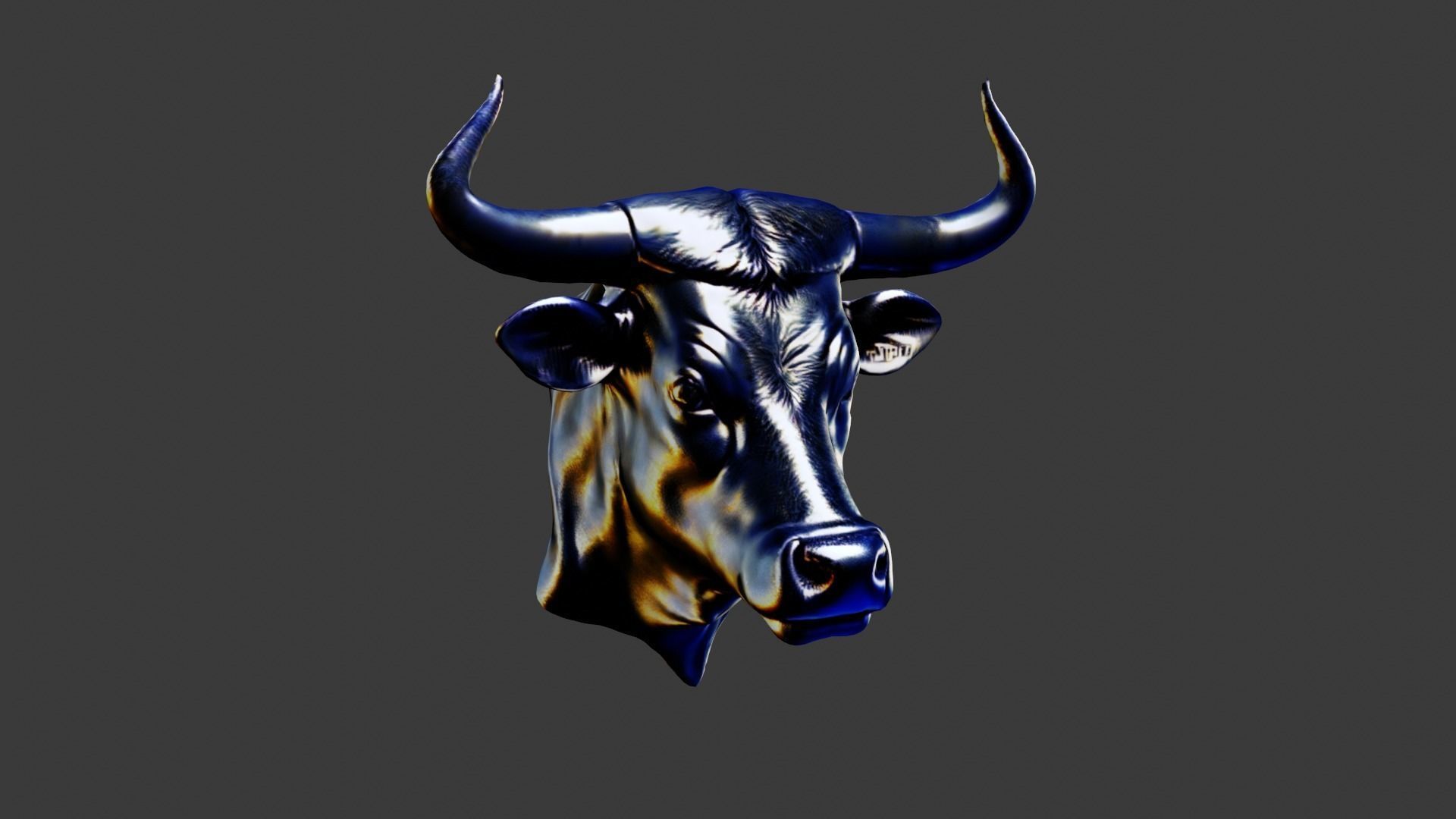 Bull Animal Head Low-poly 3D model_4