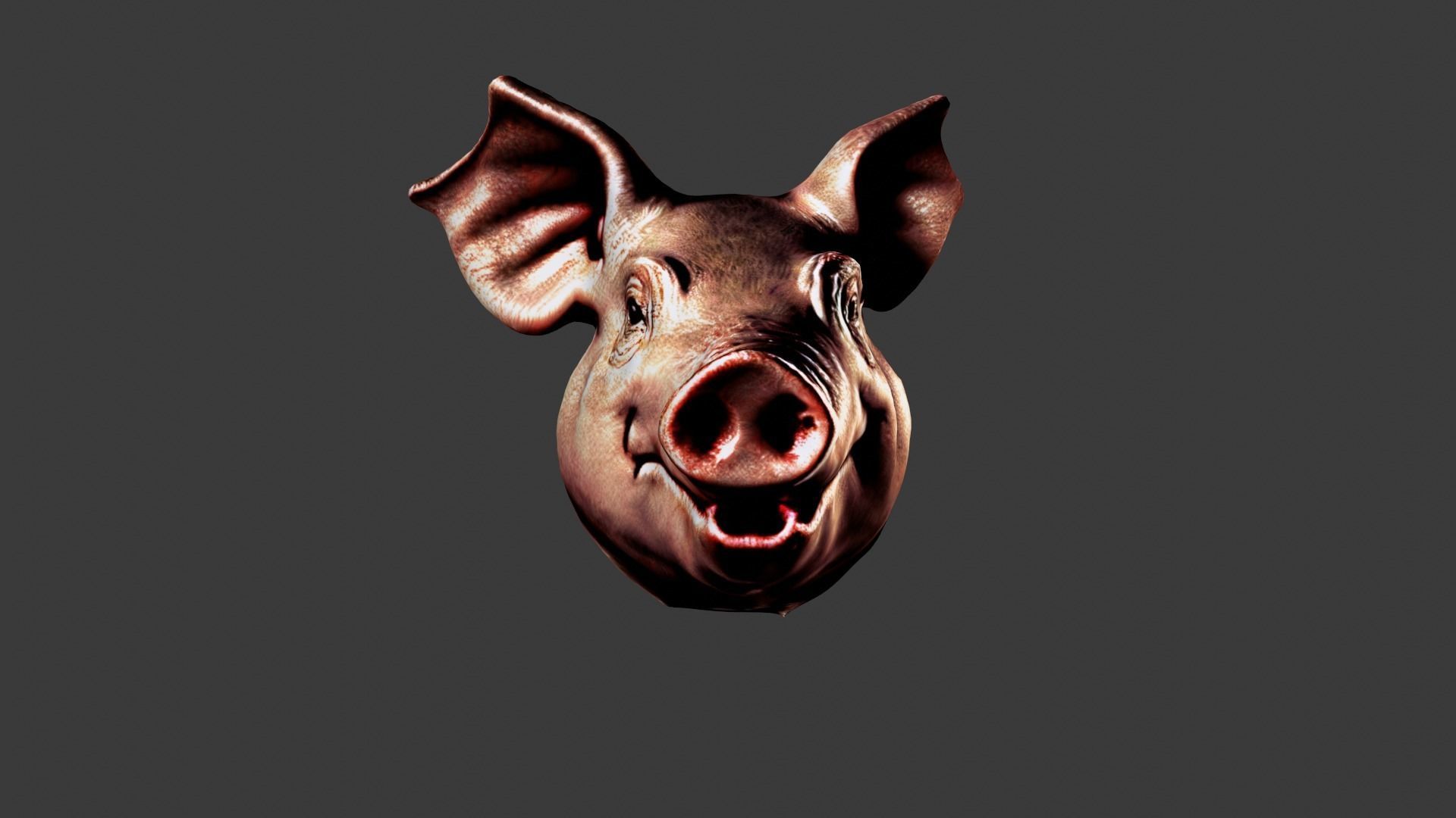 Pig Animal Head Low-poly 3D model_1