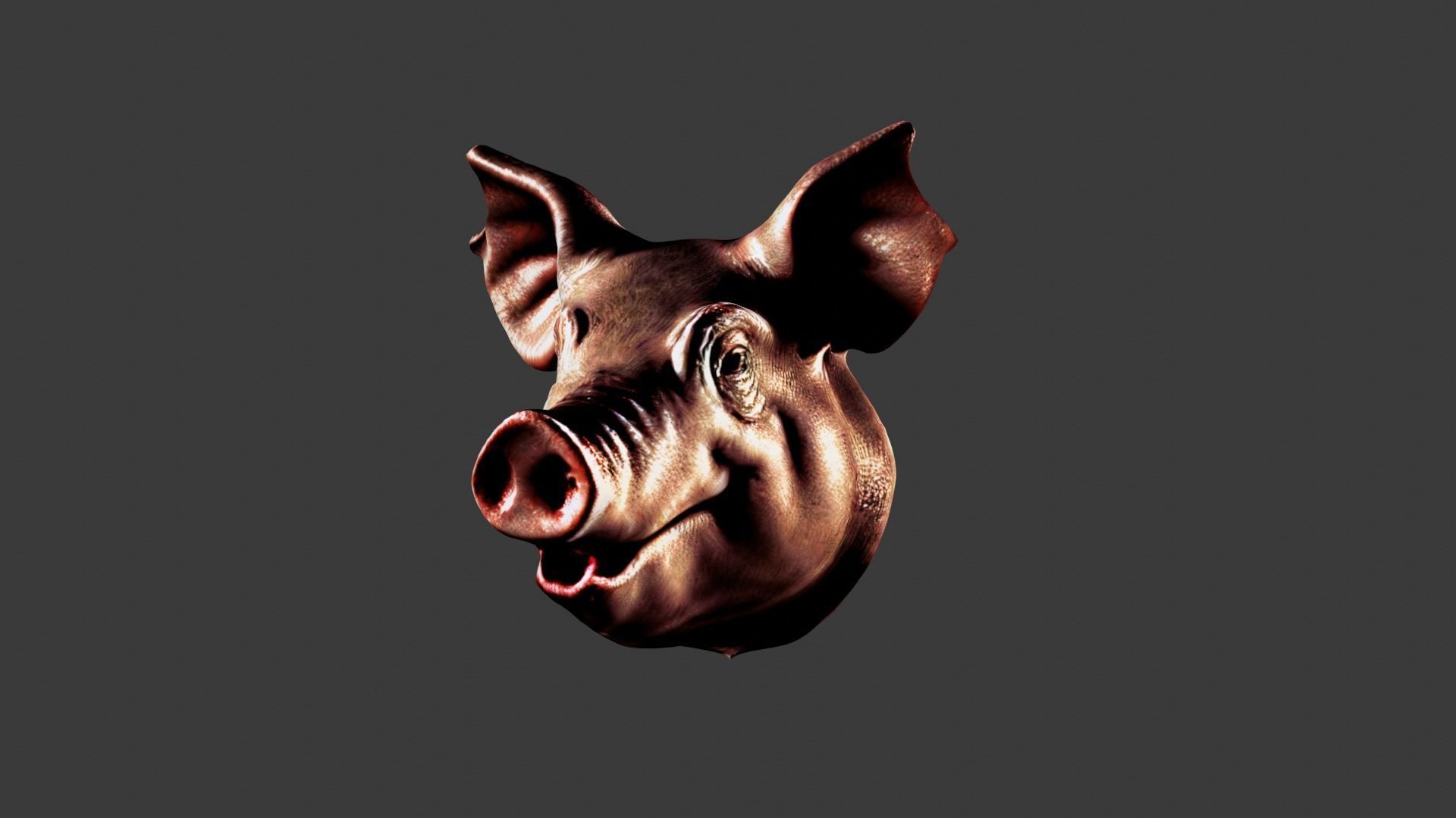 Pig Animal Head Low-poly 3D model_2
