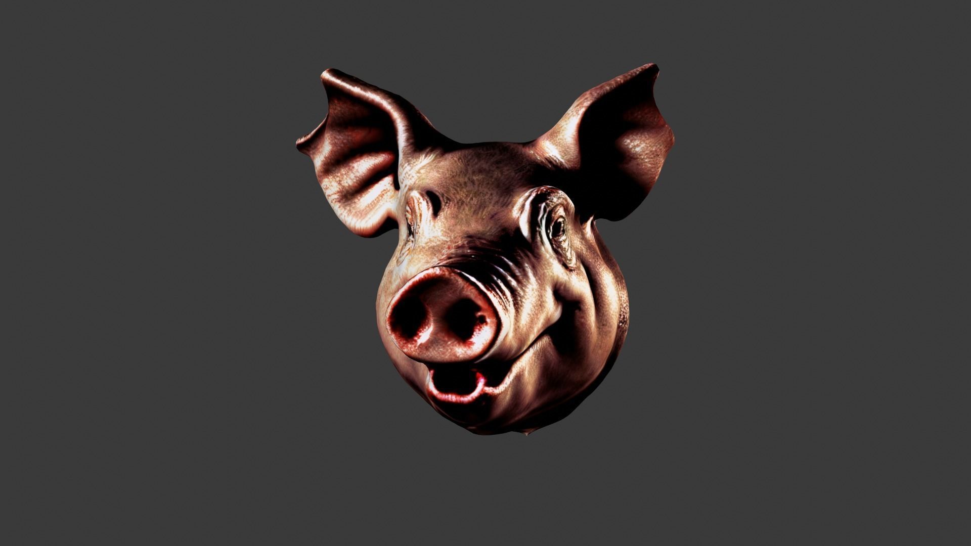 Pig Animal Head Low-poly 3D model_5